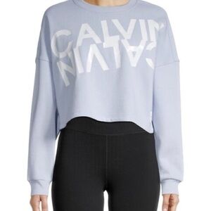 Calvin Klein Performance dual logo crop sweatshirt, light blue, SIZE L